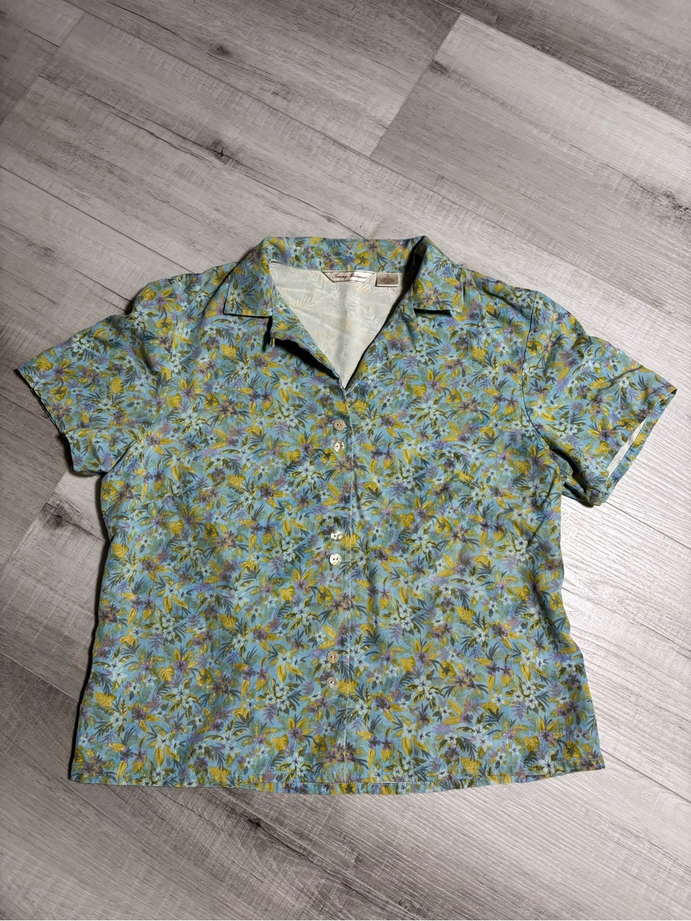 Tommy Bahama 100% Silk Tropical Floral Hawaiian Camp Shirt XL